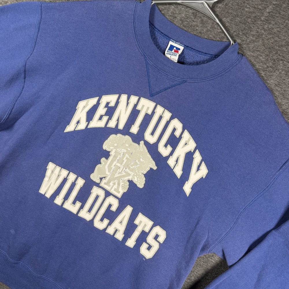 Vintage Kentucky Wildcats Sweatshirt L Russell Athletic Made USA Blue UK 90s